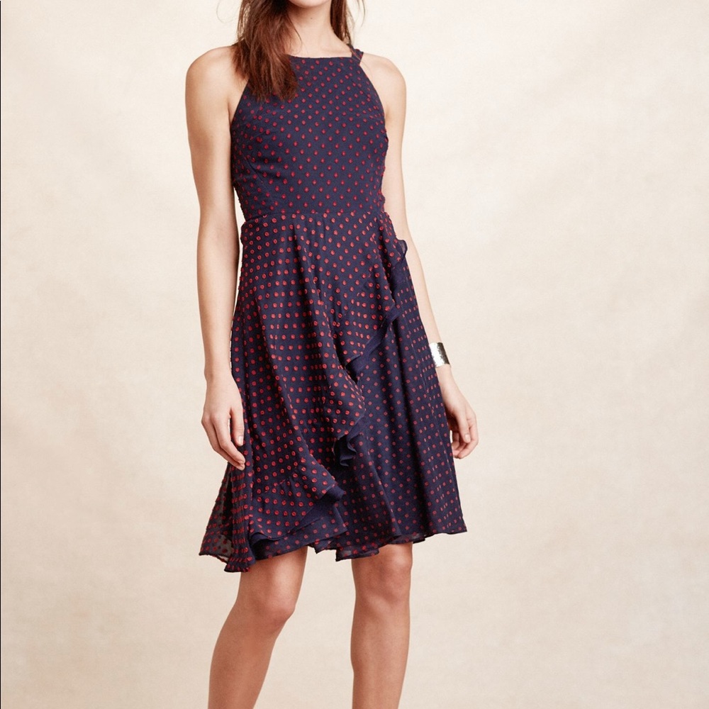 Anthropologie Eva Franco Ruffled Clipdot Dress
